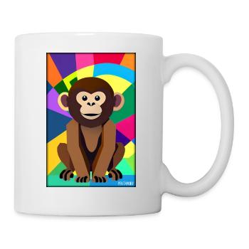 Affe Polygon Tiere Wildnis Zoo Afrika Safari - Tasse - Weiß - Rechts