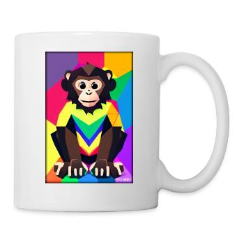 Affe Polygon Tiere Wildnis Zoo Afrika Safari - Tasse - Weiß - Rechts