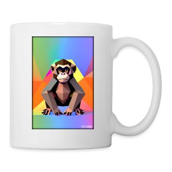 Affe Polygon Tiere Wildnis Zoo Afrika Safari - Tasse - Weiß - Rechts