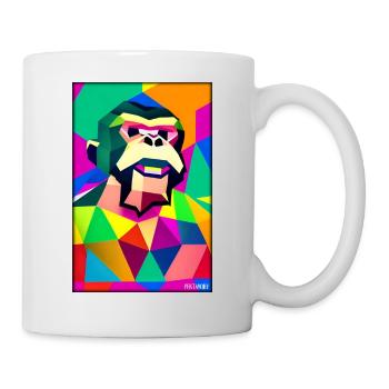 Affe Polygon Tiere Wildnis Zoo Afrika Safari - Tasse - Weiß - Rechts