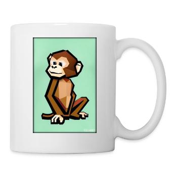 Affe Polygon Tiere Wildnis Zoo Afrika Safari - Tasse - Weiß - Rechts