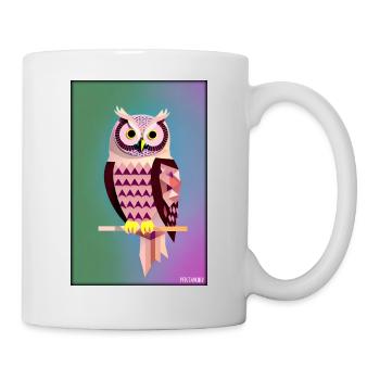 Eule Wütend Polygon Waldtier Wildnis Vogel Nacht - Tasse - Weiß - Rechts