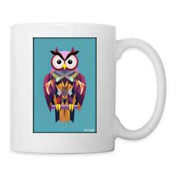 Eule Wütend Polygon Waldtier Wildnis Vogel Nacht - Tasse - Weiß - Rechts