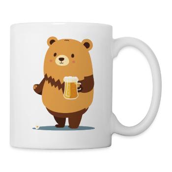 Mignon ours en peluche avec de la bière - Mug blanc - blanc - Droite