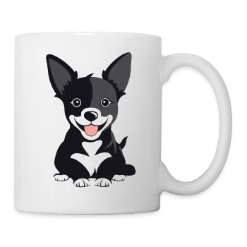 Happy dog puppy with outstretched tongue - Mug - white - Right