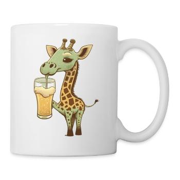 Mignonne girafe buvant un verre de bière - Mug blanc - blanc - Droite