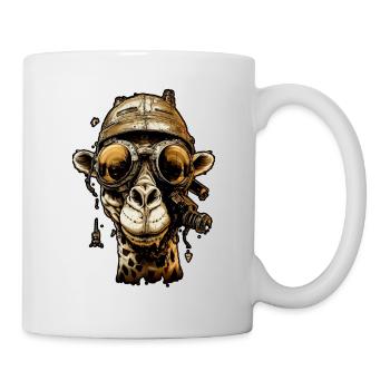 Pilot fun giraffe with glasses on his forhead - Mug blanc - blanc - Droite