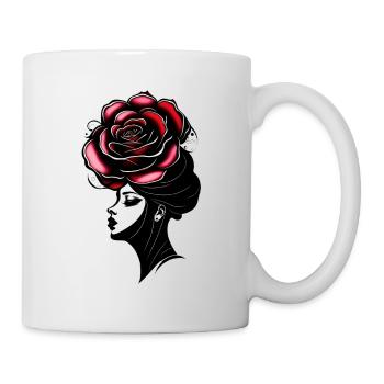 Frau Strichkunst, Moderne Blumen Frau - Tasse - Weiß - Rechts