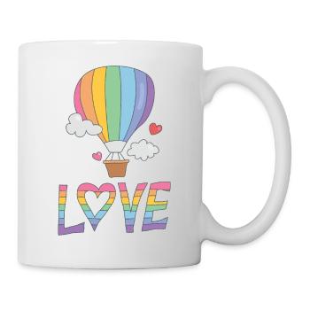 Gay Pride Love Rainbow Hot Air Balloon - Mug - white - Right
