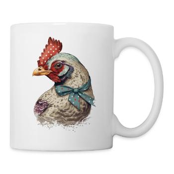 Hübsche 50er Jahre Henne - Tasse - Weiß - Rechts