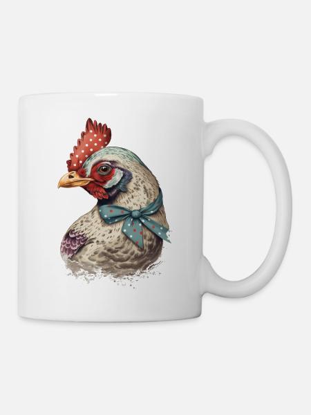Hübsche 50er Jahre Henne - Tasse - Weiß