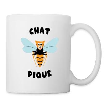 "Roupette le chat" . Chat pique guêpe - Mug blanc - blanc - Droite