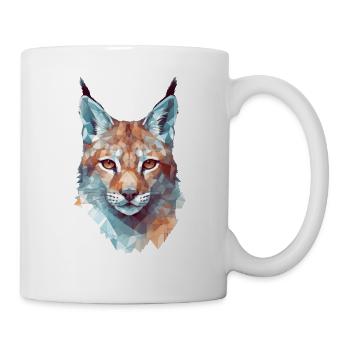 Geometrischer Luchs Kopf in Wasserfarben Optik - Tasse - Weiß - Rechts