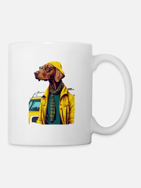 Magyar Vizsla im gelben Mantel - Tasse - Weiß