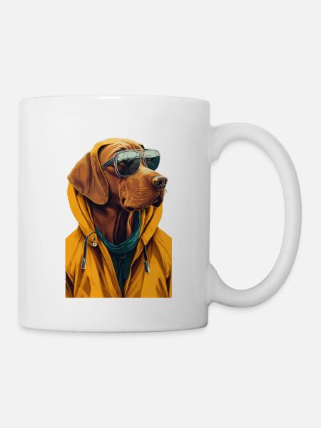 Cool Magyar Vizsla dog in yellow coat - Mug - white