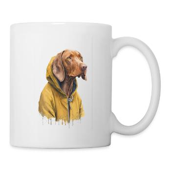 Magyar Vizsla Hund im gelben Regenmantel - Tasse - Weiß - Rechts