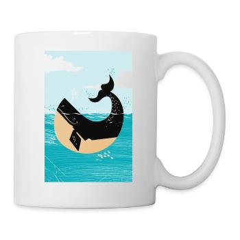 Niedlicher Cartoon-Wal - Tasse - Weiß - Rechts