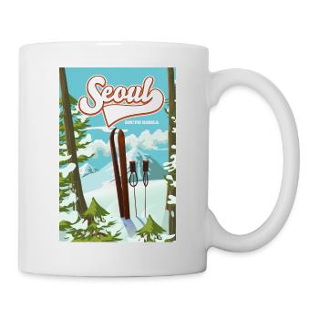 Séoul Corée du Sud Affiche de ski - Mug blanc - blanc - Droite