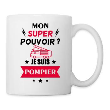 Mon super pouvoir être pompier, fête des pères - Mug blanc - blanc - Droite