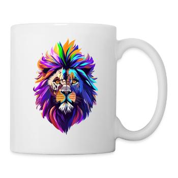 Astrologie colorée de portrait de lion à tête de lion - Mug blanc - blanc - Droite