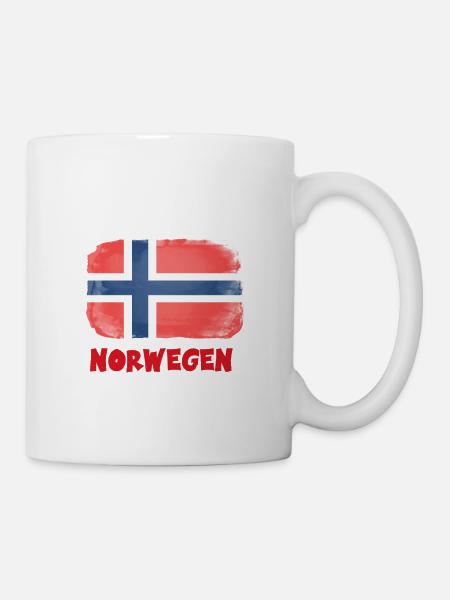 Zweimal nach Norwegen Flagge Urlaub Geschenk - Tasse - Weiß
