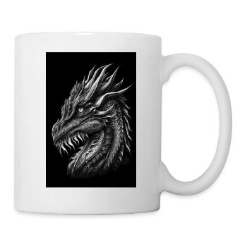 Schwarz-weißer Drache - Tasse - Weiß - Rechts