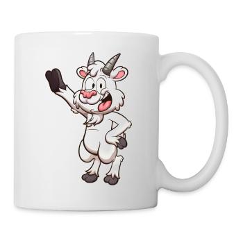 Freundliche lächelnde Cartoon-Ziege - Tasse - Weiß - Rechts