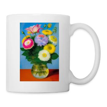 Blumen in einer Vase - Tasse - Weiß - Rechts