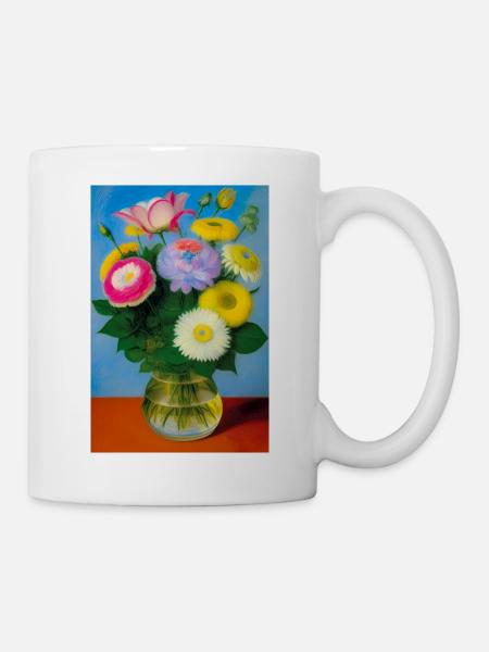 Fleurs dans un vase - Mug blanc - blanc