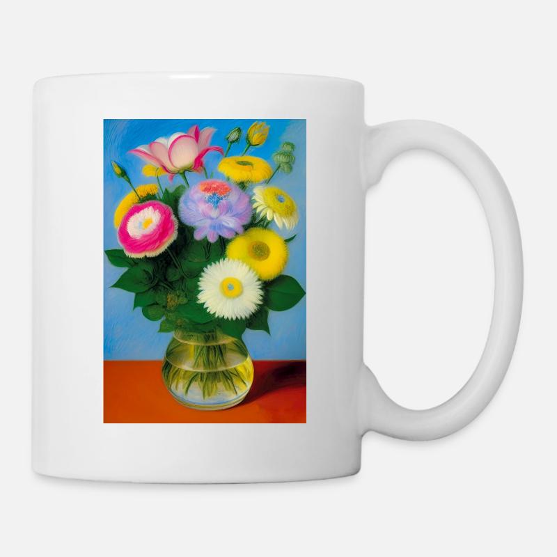 Fleurs dans un vase - Mug blanc - blanc