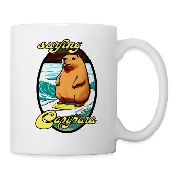 surfing Capybara, tier am surfen - Tasse - Weiß - Rechts