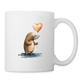 Schnabeltier Aquarell Herz - Tasse - Weiß - Rechts