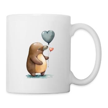 Schnabeltier Aquarell Herz - Tasse - Weiß - Rechts