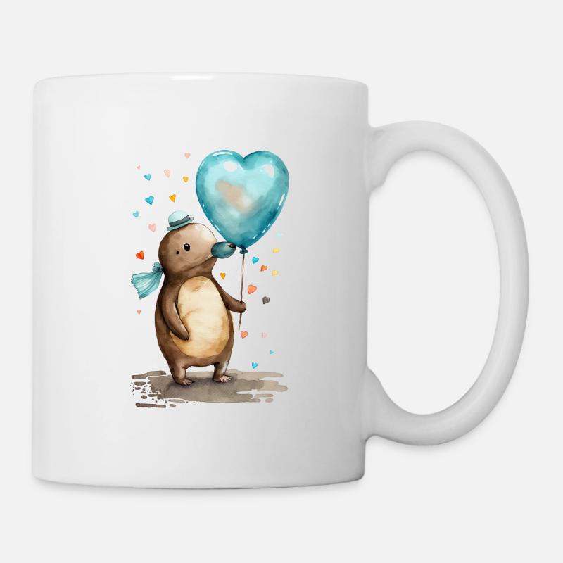 Schnabeltier Herz Aquarell - Tasse - Weiß