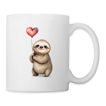 Faultier Herz Aquarell - Tasse - Weiß - Rechts