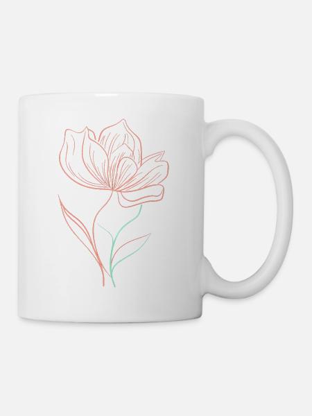 Large flower head, sketch - Mug - white