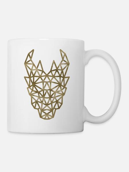 Golden Grid Lines Dragon Head - Mug blanc - blanc