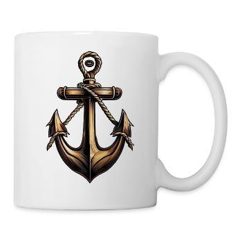 Bronze Anker Motorbootfahrer Segelbootfahrer - Tasse - Weiß - Rechts