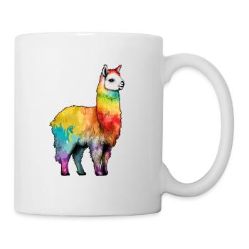 Alpaka Lama Regenbogen Graffiti Style - Tasse - Weiß - Rechts