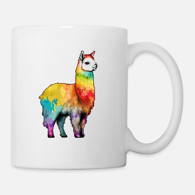 Alpaga Llama Rainbow Graffiti Style - Mug blanc - blanc