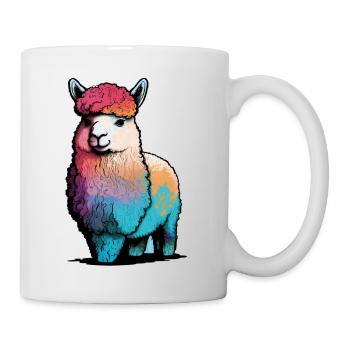 Alpaka Lama Regenbogen - Tasse - Weiß - Rechts