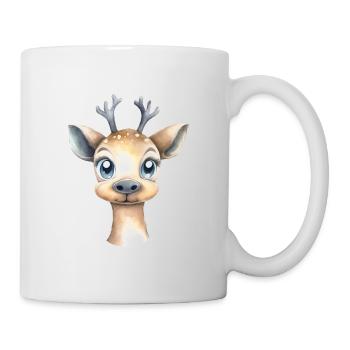Aquarelle de cerf Dessin Animaux de forêt - Mug blanc - blanc - Droite