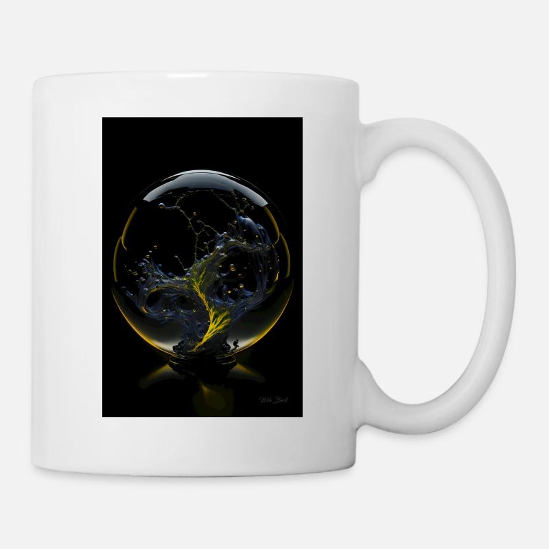 Kaos in a bubble yellow 3 - Mug - white