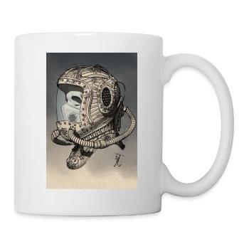 Alter Weltraumhelm einfarbig - Tasse - Weiß - Rechts