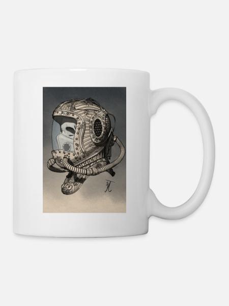 Old Space Helmet monochromatic - Mug - white