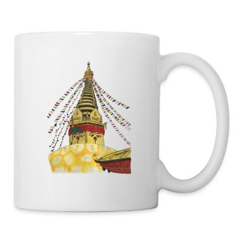 Stupa von Swayambhunath Kathmandu Nepal Buddhismus - Tasse - Weiß - Rechts