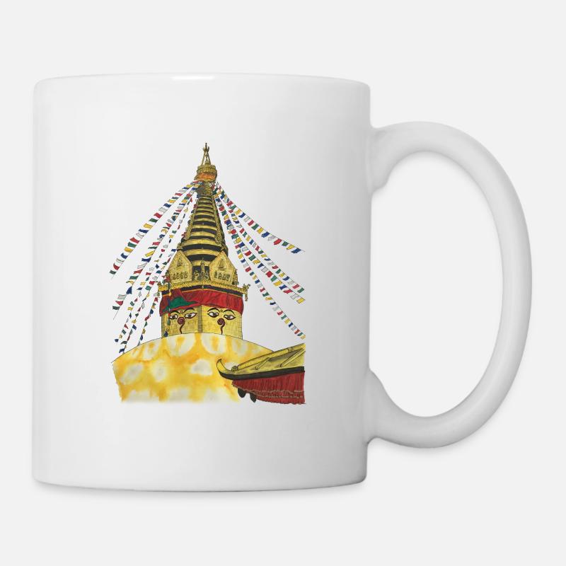 Stupa de Swayambhunath Katmandou Népal Bouddhisme - Mug blanc - blanc