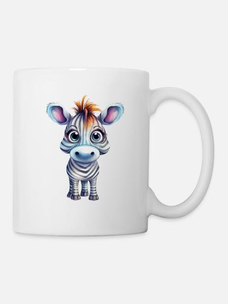 Zebra Wasserfarben Zeichnung - Tasse - Weiß