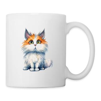 Dessin à l’aquarelle du chat des forêts norvégiennes - Mug blanc - blanc - Droite