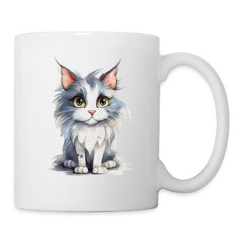 Norwegische Waldkatze Wasserfarben - Tasse - Weiß - Rechts